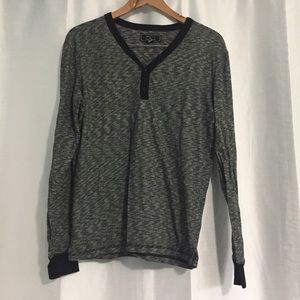 Men’s Black White Stripe Henley